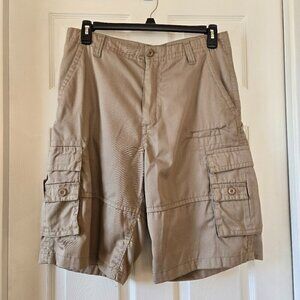 Roadblock Men's Khaki Cargo Multi-Pocket Shorts Size 32